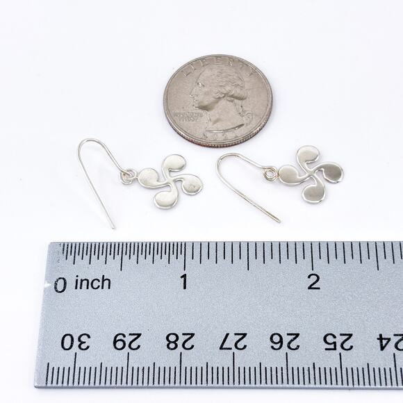 Vintage Sterling Silver 925 Basque Cross Lauburu Dangle Earrings - Picture 6 of 7